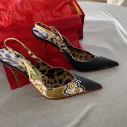 Rene Caovilla  Ladies Heels/Black, And Gold And Red