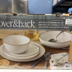 Over & Back 16 - Piece Dinnerware Set - White 