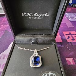 Sterling Silver And Sapphire Pendant