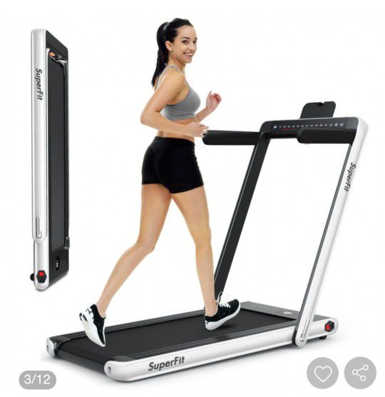 2-In-1 Folding Treadmill With Rc Bluetooth Speaker Led Display-Golden SP370

