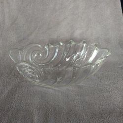 MIKASA GERMANY Large Crystal Ocean Wave oval Centerpiece Bowl Clearwater Shell