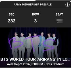 2 Bts Tickets Sept 2