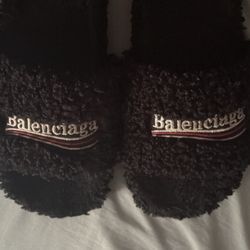 Balenciaga fur slides