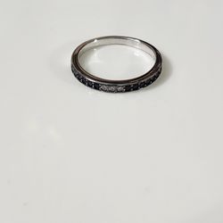 Sterling Silver Black Spinel Band Ring