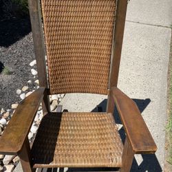 Antique Wooden Cane Americana Rocking Chair