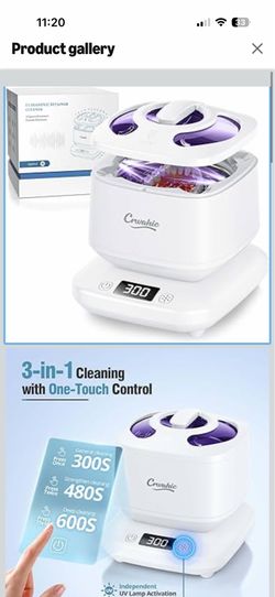 Ultrasonic Retainer Cleaner, Detachable 45kHz Retainer Cleaner Machine 3 Modes Dental Cleaning Pod with Visible Window Digital Timer for Mouth Guard,