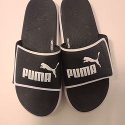 Man's Size 12 PUMA Softride Slide Sandal Black & White (S-G1)