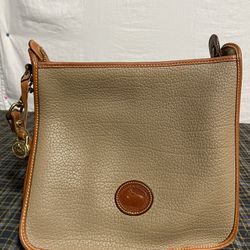 Rare Vintage Dooney Bourke Beige Messenger Crossbody Bag