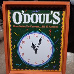 O'DOUL'S  BEER SIGN BAR, MANCAVE Wall Clock  17"X21" wood And Metal 