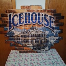Vintage Huge 48 X 36 Ice House Metal Beer Sign
