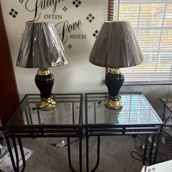 Two End Tables And Lamps