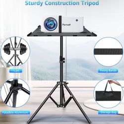 Projector Tripod Stand, Adjustable Height 23" to 61", Foldable Laptop Tripod, Tripod for DJ Equipment / Projector, Heavy Duty Projector Tripod for Off