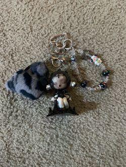 Skullpanda Bag Charm Keychain Black Silver