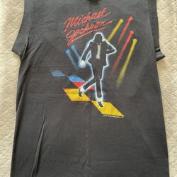 Michael Jackson  1984 Victory Tour Concert Black Sleeveless T Shirt 