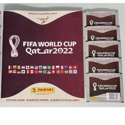 2022 PANINI FIFA QATAR WORLD CUP LOT - STICKER ALBUM & (5) UNOPENED PACKS