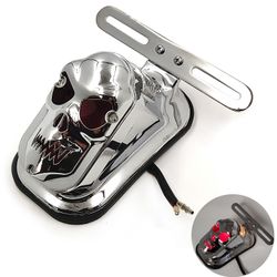 Rear Chrome ABS Skull Turn Signal Brake Tail Light For Harley Chopper FLSTN Deluxe PN:XH3118B-B-Plastic-CD