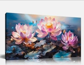 Lotus Flower Canvas Wall Art 20L" x 40W"