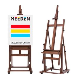 🎨 Brand New MEEDEN Large Studio H-Frame Easel – Adjustable, Heavy-Duty Wood with Wheels
