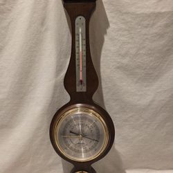 VTG Banjo Style Weather Station- Thermometer, Barometer, Hygrometer, Airguide  Mahogany-brass 24"
