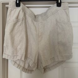 Beige Linen Casual Shorts