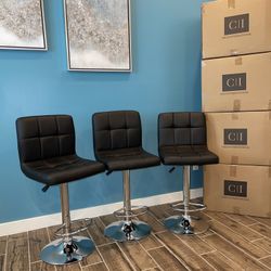 New 3 Black Bar Stools 