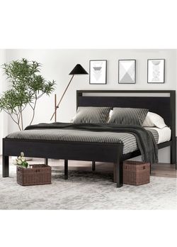 Queen Size Black Wooden Bed Frame