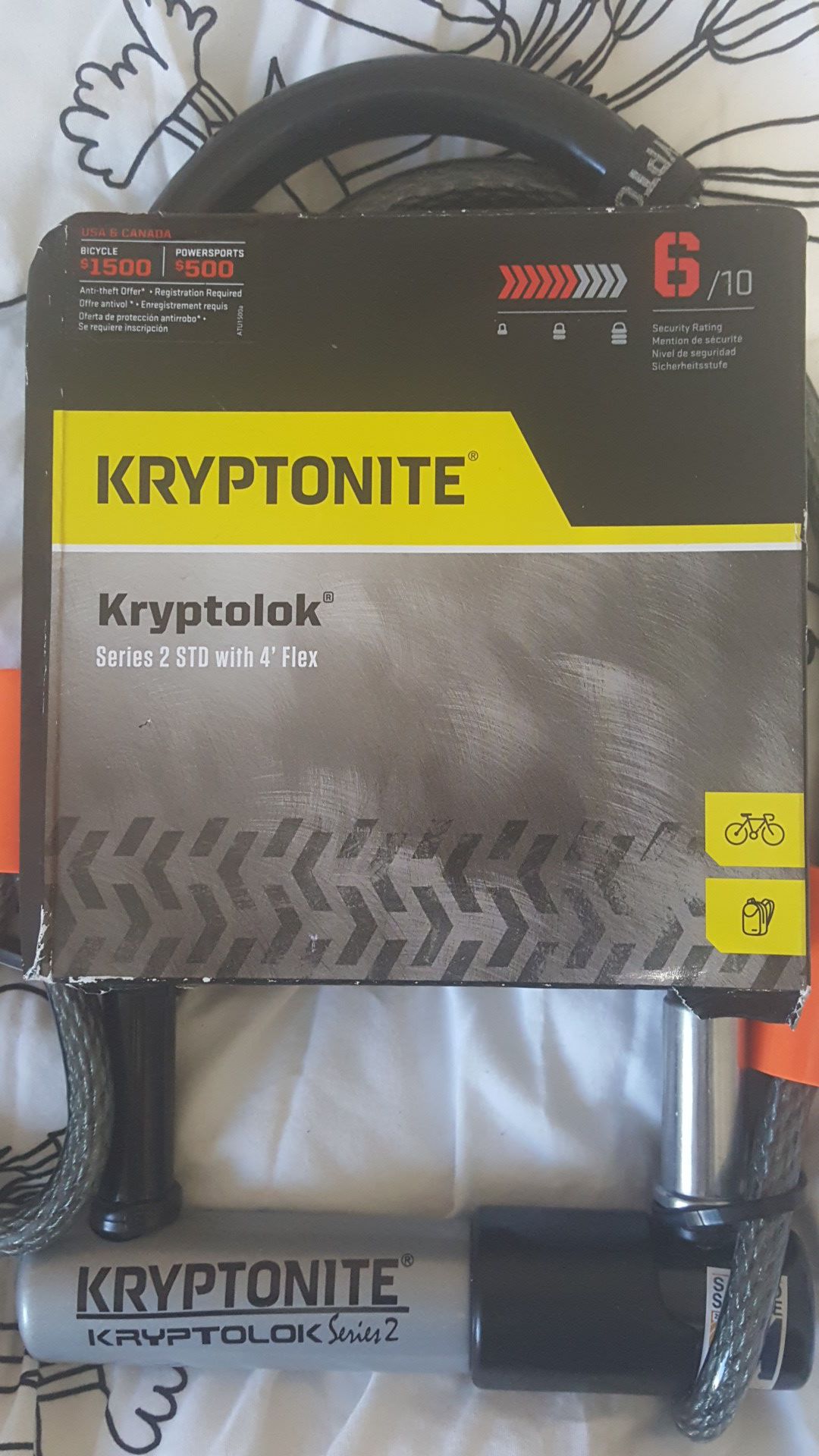 Kryptonite U lock kryptolock bike cable 2std w 4' cabled