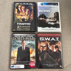 Action Crime Thriller DVD Lot 4 Movie Bundle Traffic Blow Lord of War SWAT Used