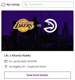 4 Laker Tickets 1/3/25