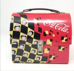 Vintage Coca Cola 2000 Betty Boop Metal Hinged Lunch Box Collectible