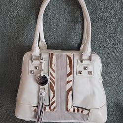 Sharif Cream Leather Satchel Purse