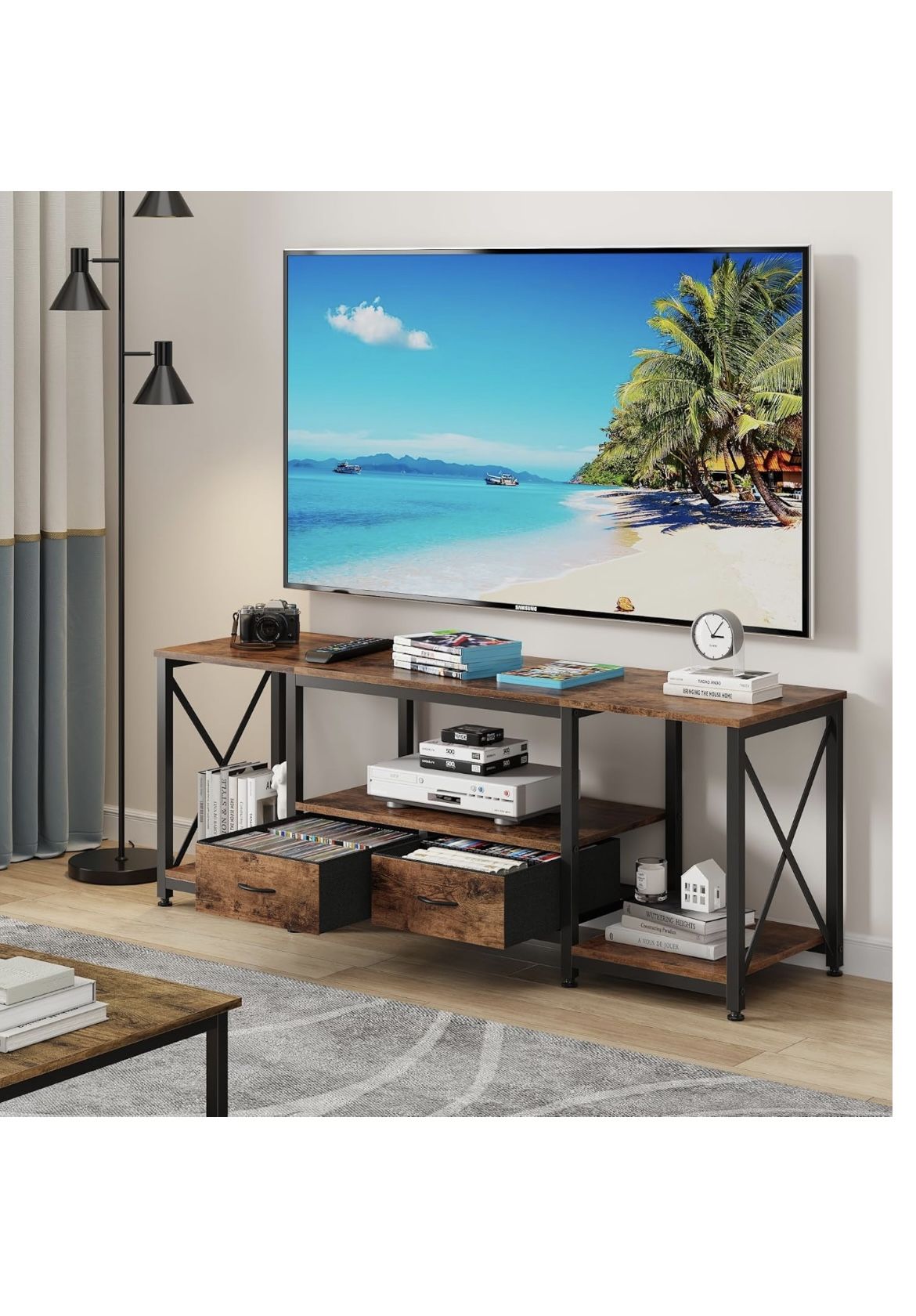 Entertainment center 55.1” Rustic brown Brand New Unopened!
