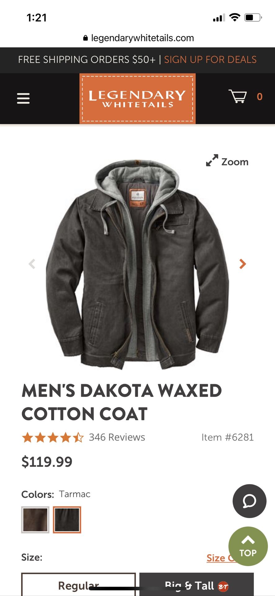 Legendary Whitetails Men’s 3XL Dakota Jacket