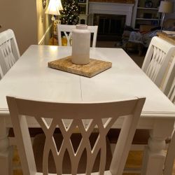 Very Nice And Pretty Counter Height White Wood Table; 6 Chairs