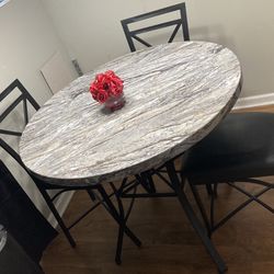 4 Chair And Faux Marble Table 