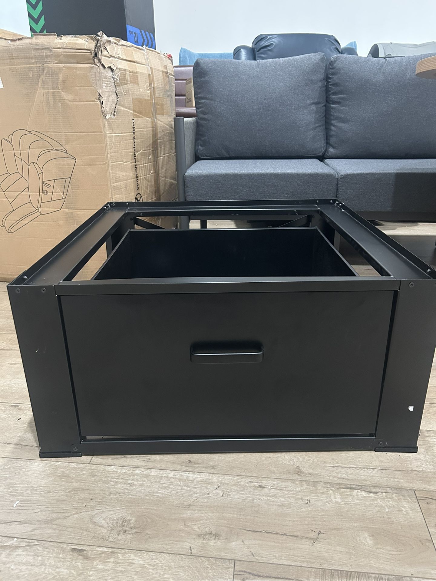 29" Washer or Dryer Pedestal with Drawer - Appliance Elevation Base, Heavy Duty Steel Appliance Stand, 14.3" Height, Black