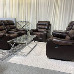 NEW RECLINING 2pc or 3pc SOFA AND LOVESEAT IN FACTORY BOXES