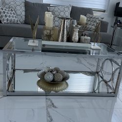 Large Glass Coffee Table And 2 End Tables