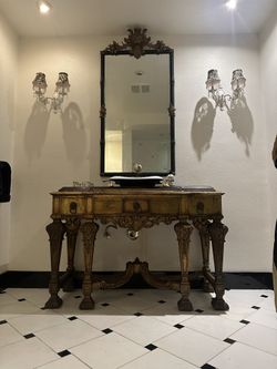 Baroque style vanity sink & mirror