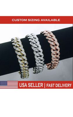 18k Diamond Gold Silver Iced Out Cuban Bracelet