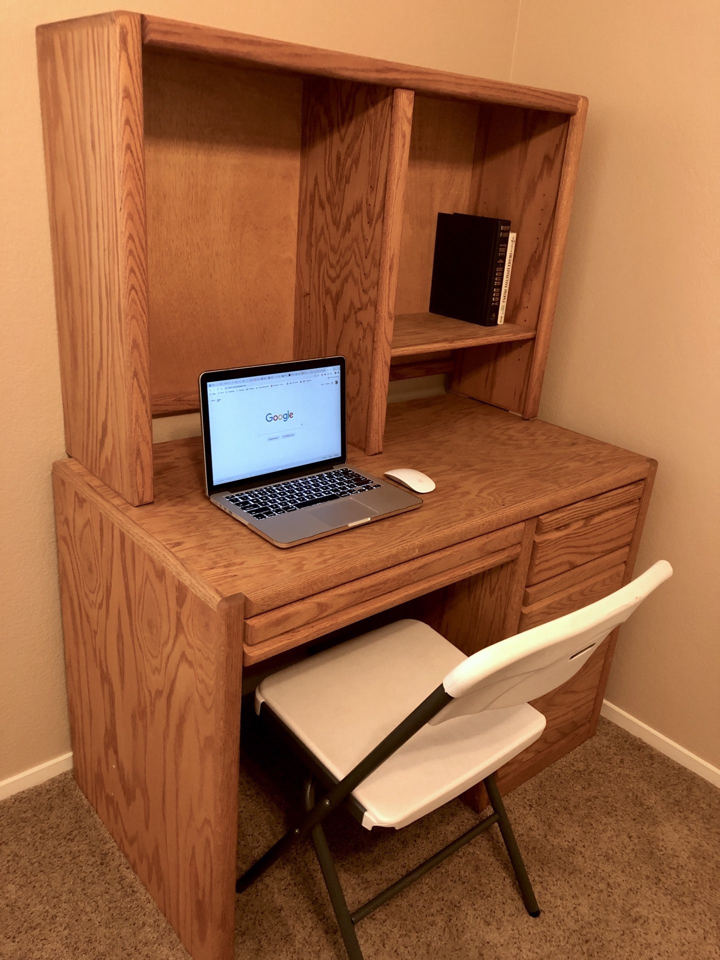 Wood Desk (With Shelves & Drawer Storage)