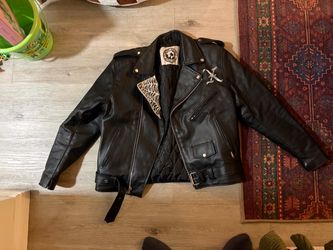 Black Leather Moto Jacket Size L