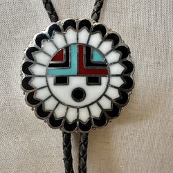 Vintage  Zuni  Sun face   Bolo Necktie
