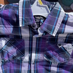 Purple Plaid Boy's Shirt 