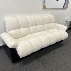 Sleeper Sofa In Beige With Black Leather Bottom