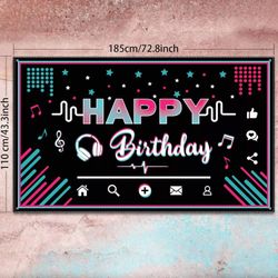 Music Happy Birthday Party Backdrop Musical Social Media Birthday Party Supplies