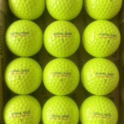 12 Kirkland Yellow Golf Balls 5/4a Lot D032