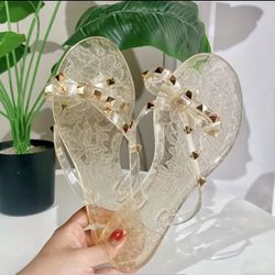 Clear Gold Sandals, Different Sizes