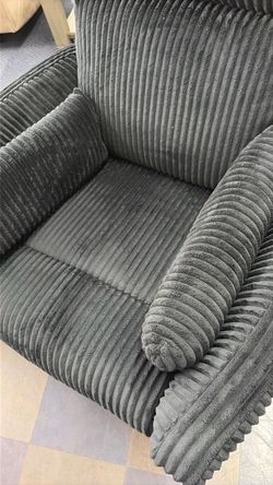 Dark Gray Corduroy Fabric Armchair