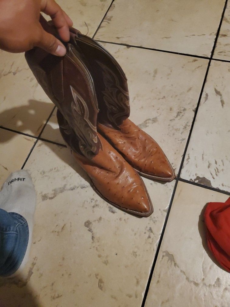 Authentic Ostrich Leather Boots Size 10